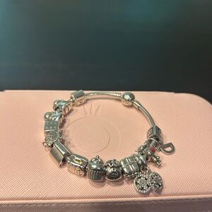 Pandora Silver Charm Bracelet with Red Accents